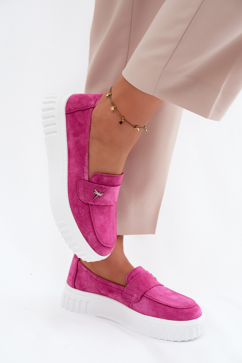 Kožené semišové slip-on topánky na platforme, Vinceza Fuchsia
