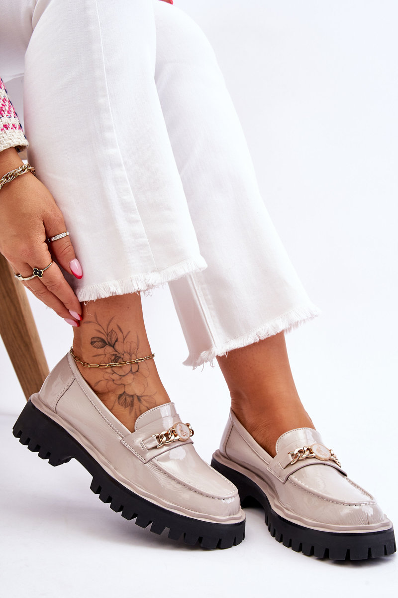 Patent leather platform loafers Light grey Ronin