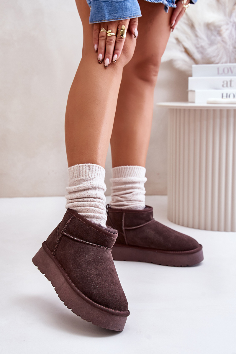 Fashion Suede Low Snow Boots Brown Nucca