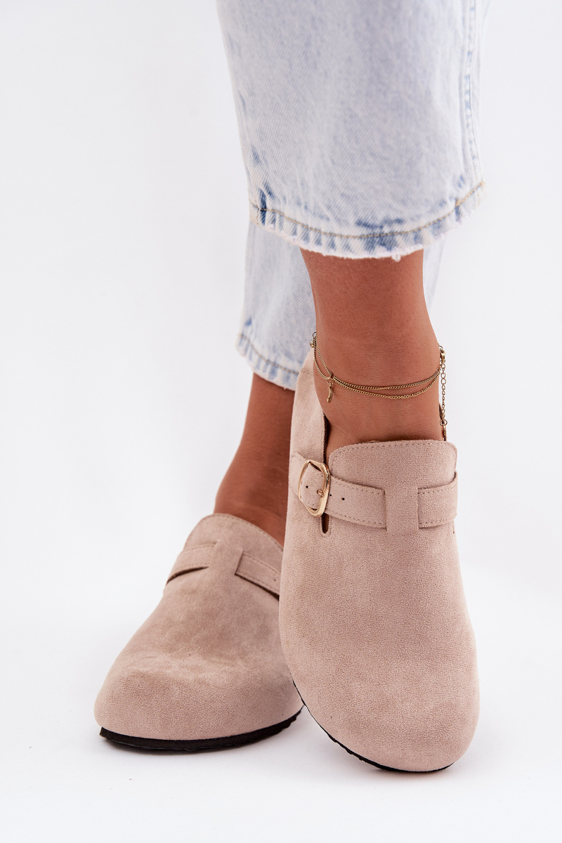 Дамски мокасини от еко велур с катарама