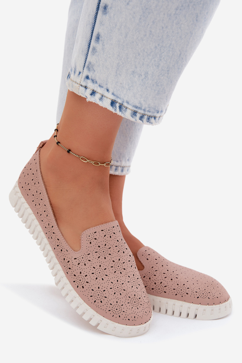 Dámske slip-on topánky prachovo ružové