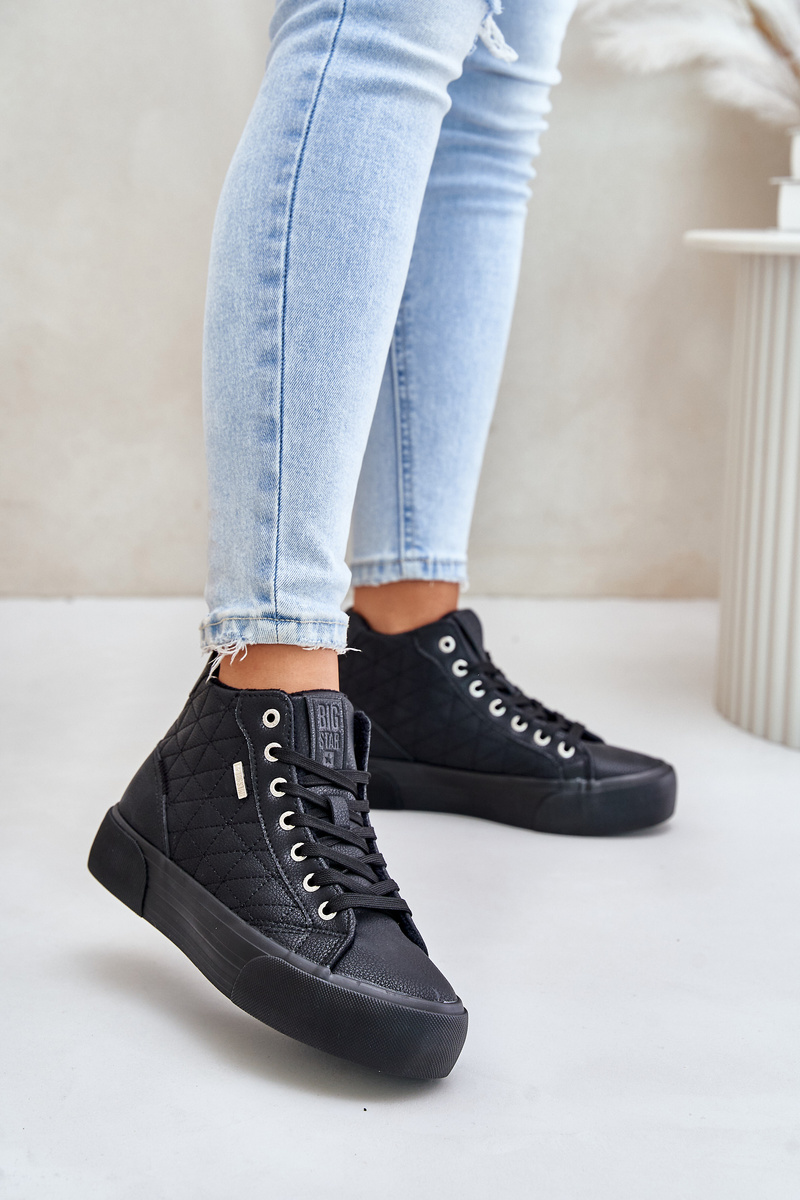 Insulated women's sneakers with Big Star stitching black