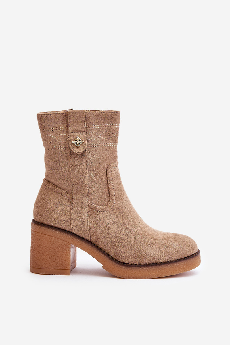 Insulated women's ankle boots on heel brown Vailia
