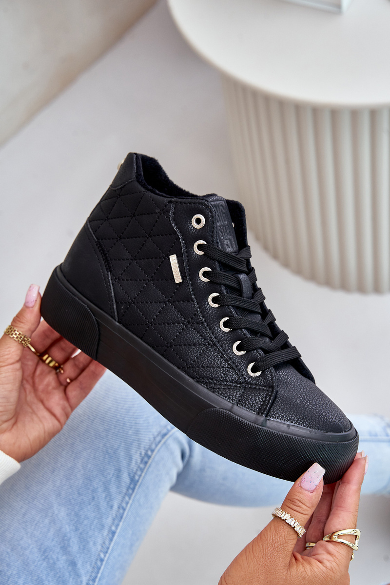 Insulated women's sneakers with Big Star stitching black