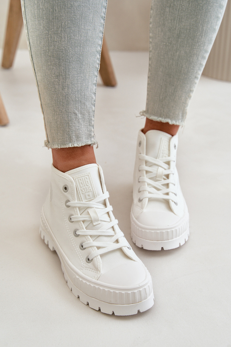 Women's sneakers with ankle choke Big Star white