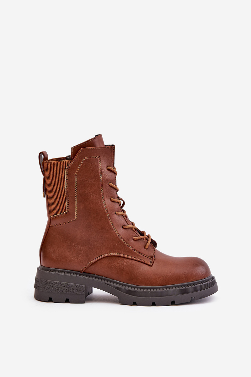 Insulated ankle boots Workers with zip brown Leairae