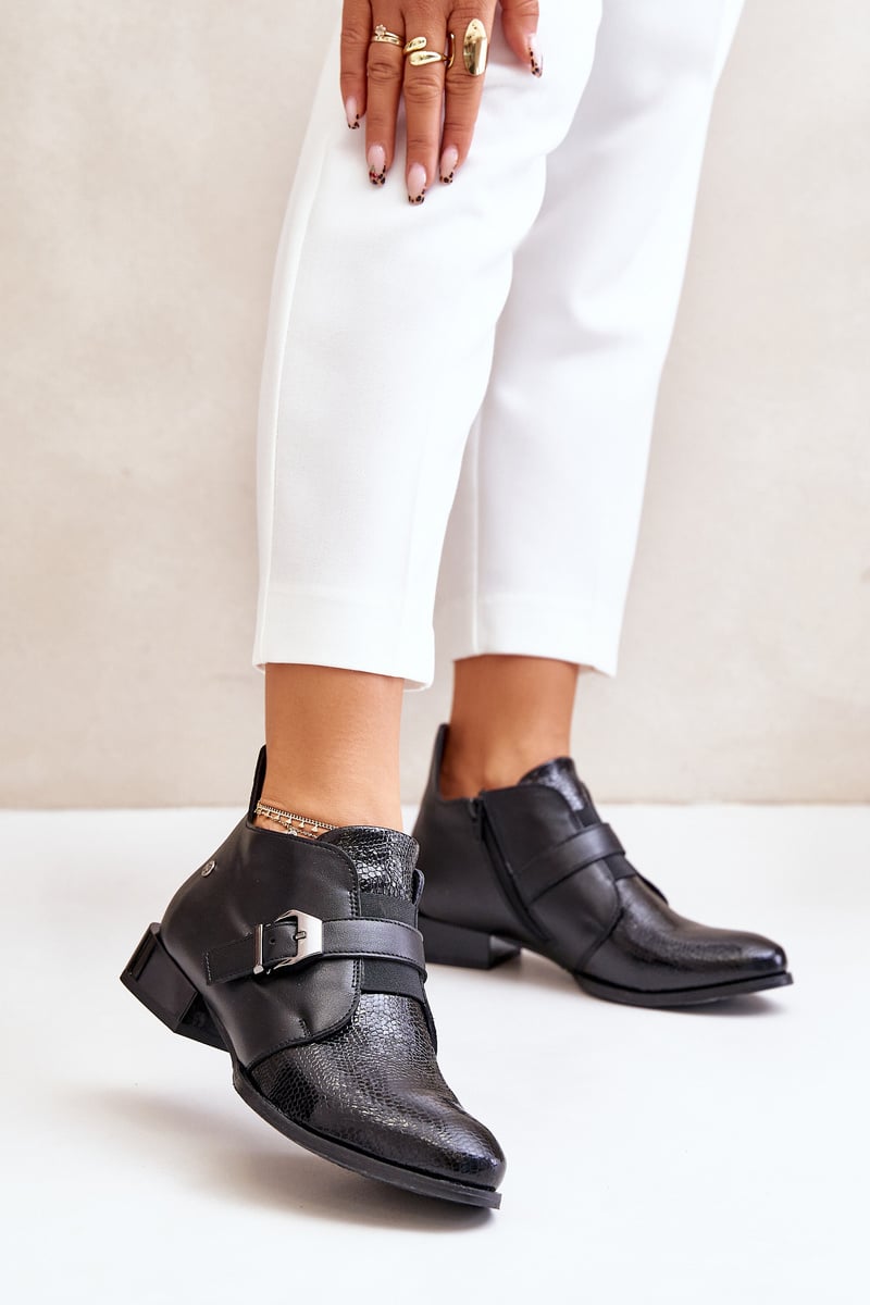 Leather Low Ankle Boots With Zipper Maciejka