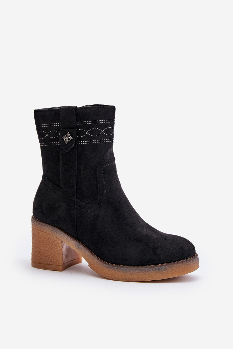Insulated women's ankle boots on heel black Vailia