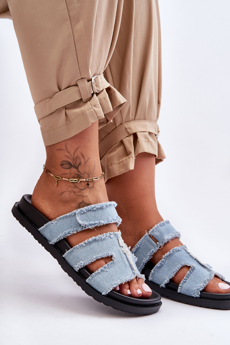 Women&#039;s fabric zip sandals Blue Lamirose