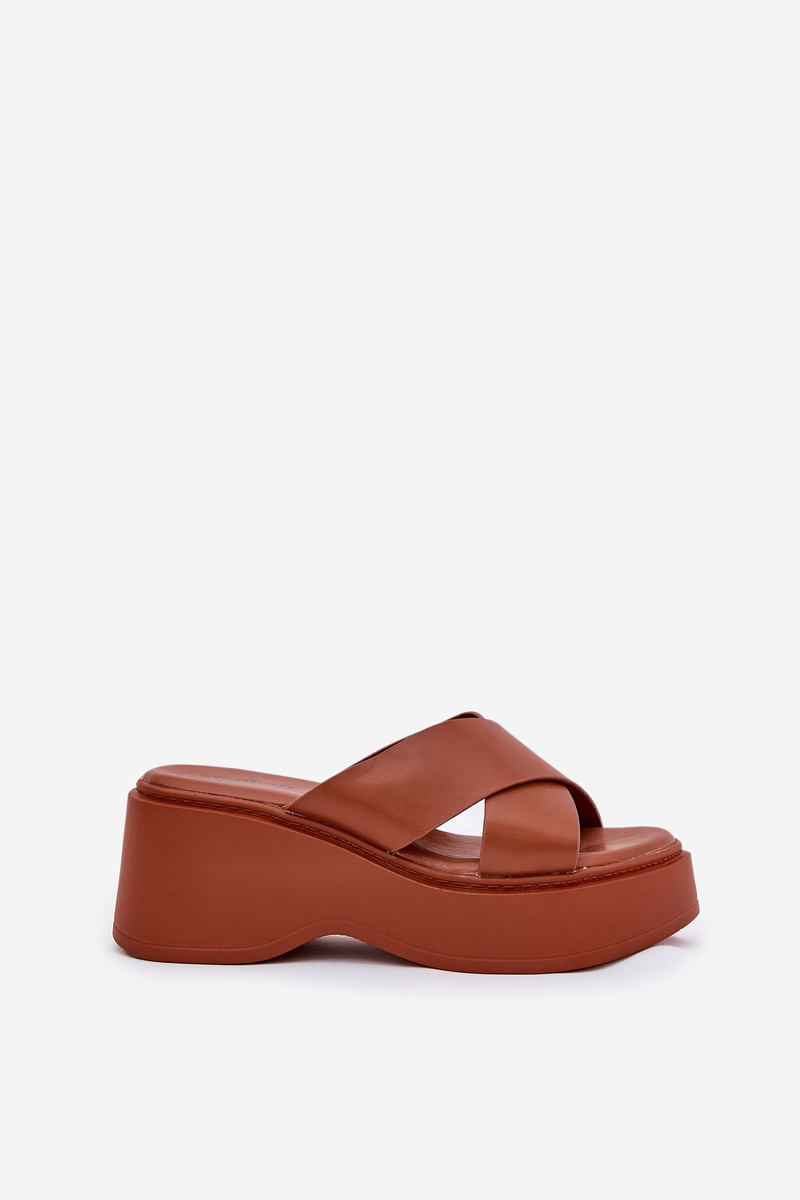 Boto Dámske sandále na platforme a klinu camel Nelithraea