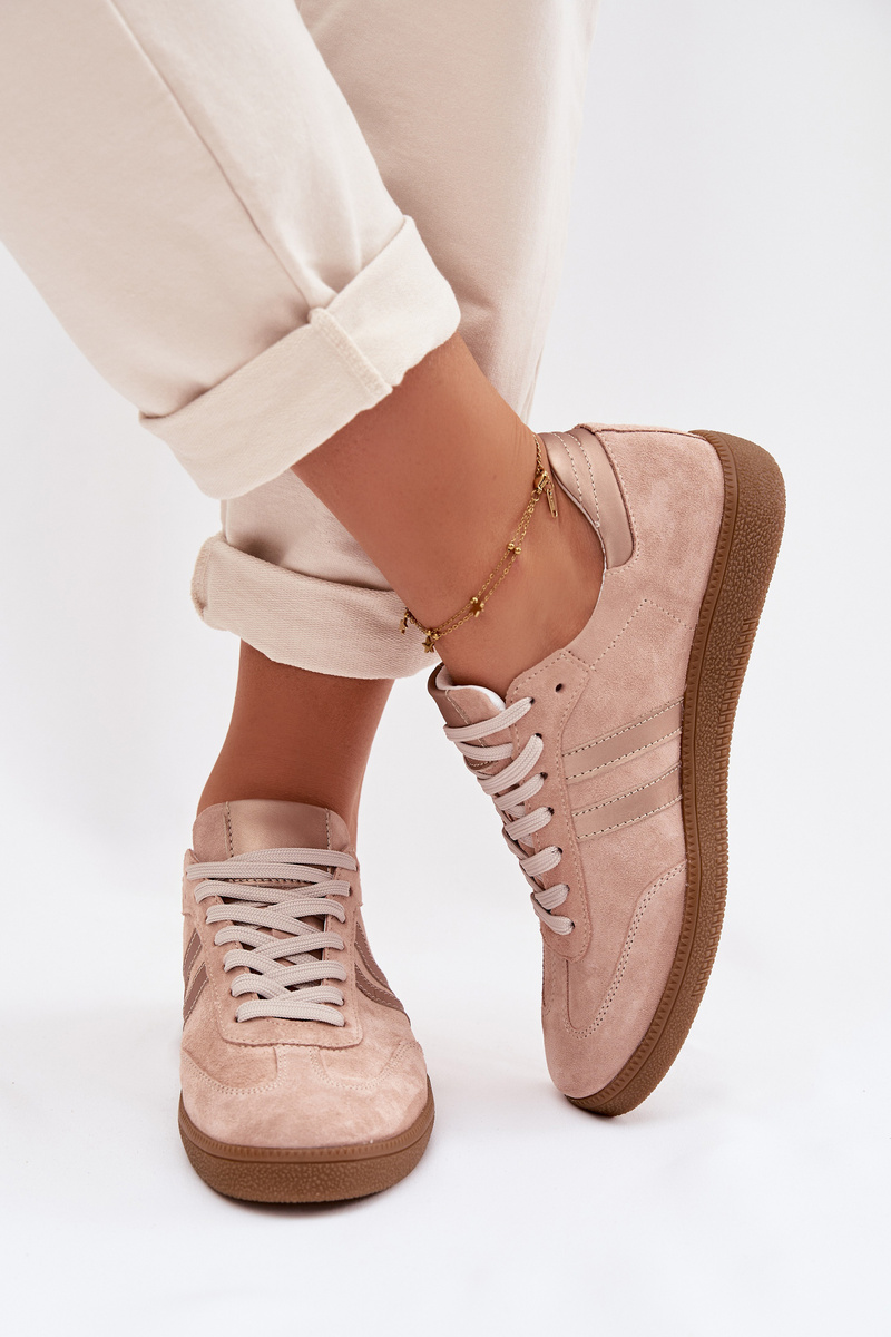 Zazoo N1068 semišové nízke tenisky ružové