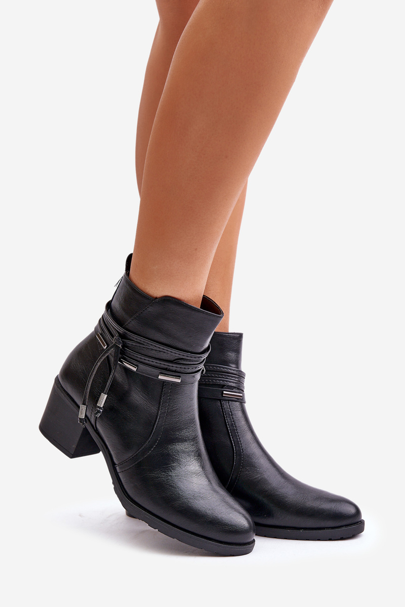 Women's ankle boots with heel insulated black Lobina