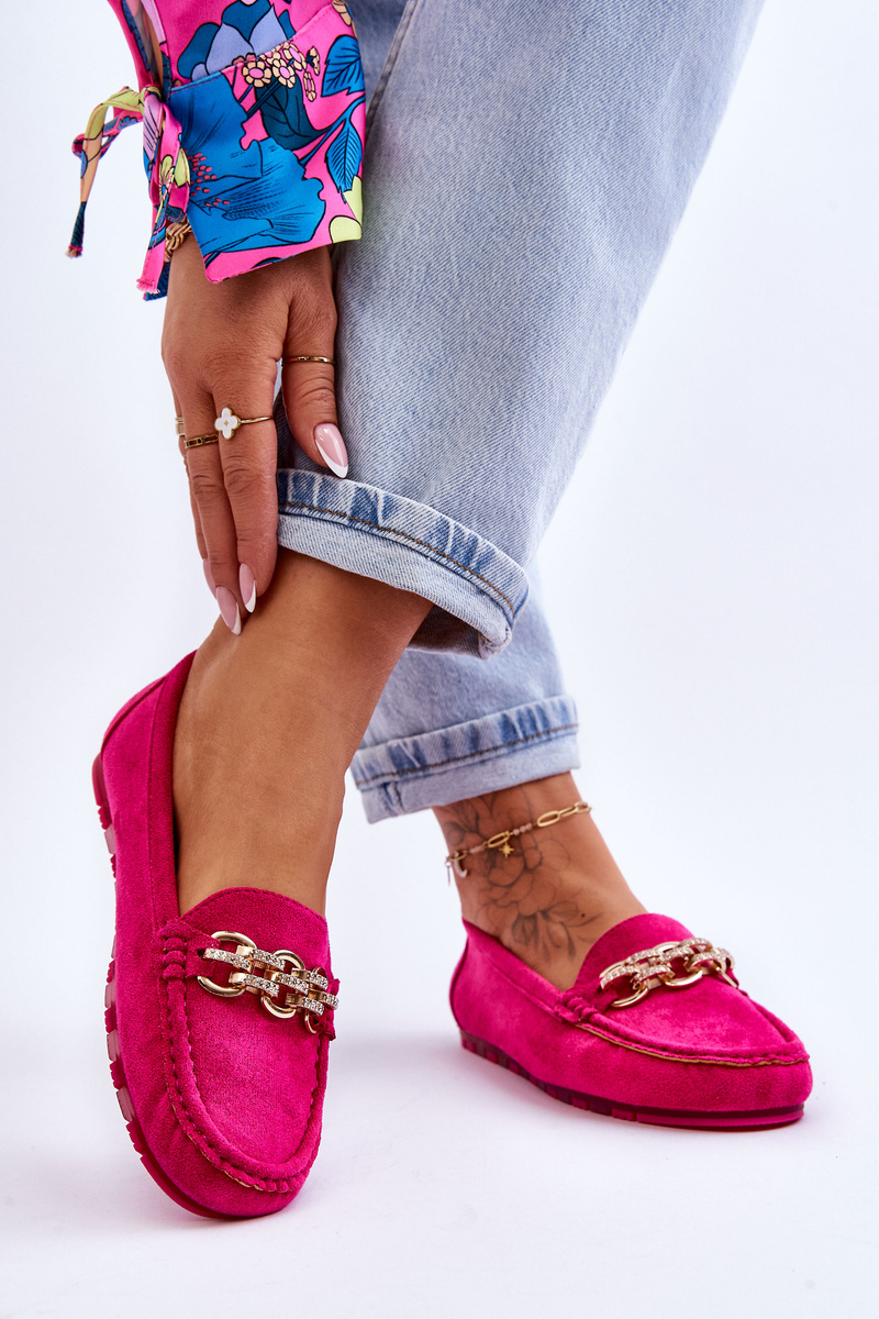 Mocasini din piele întoarsă pentru femei, fuchsia