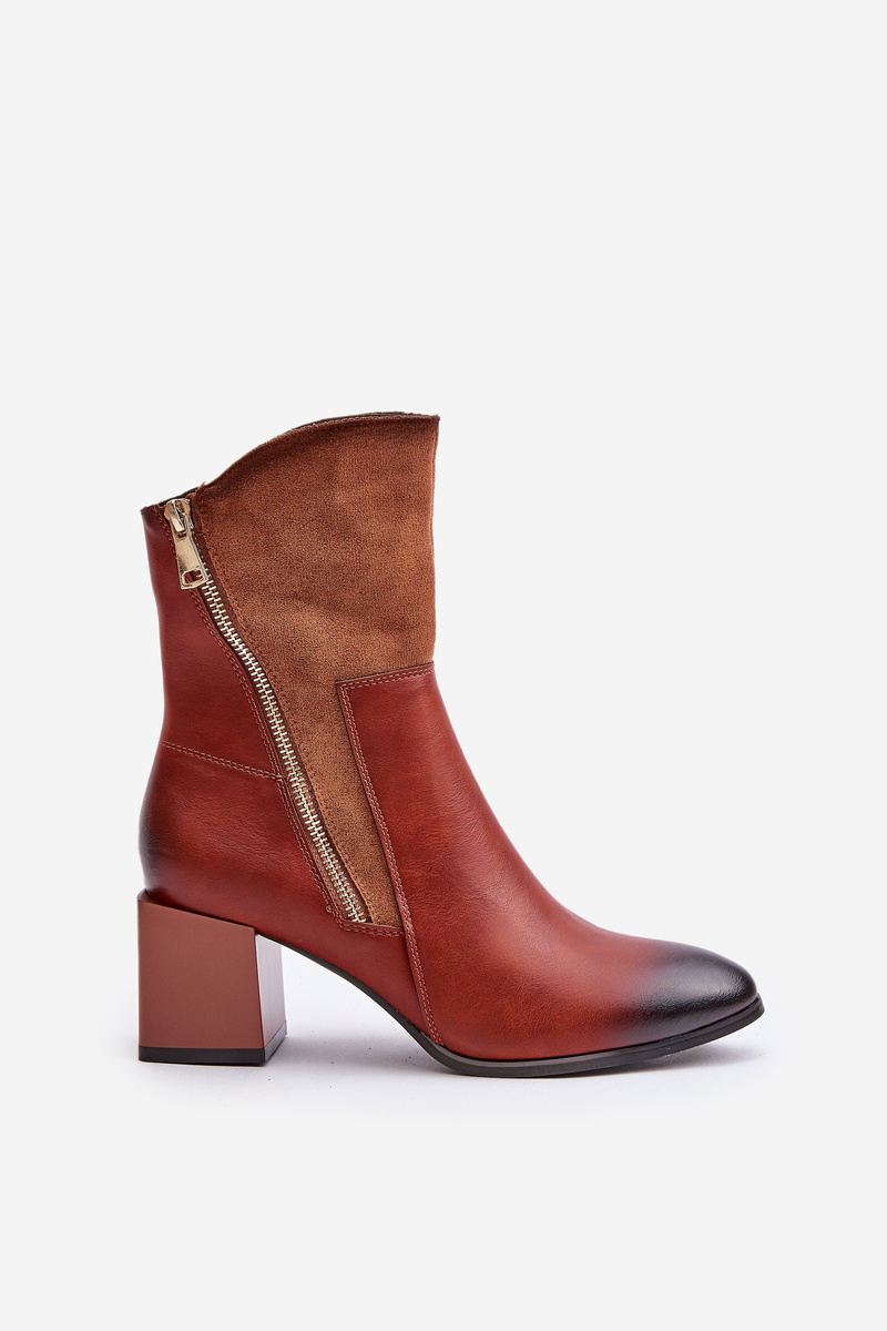 Insulated women's ankle boots on heel brown relabina