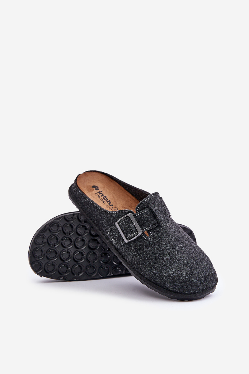 Comfortable men&#039;s slippers with Inblu buckle graphite