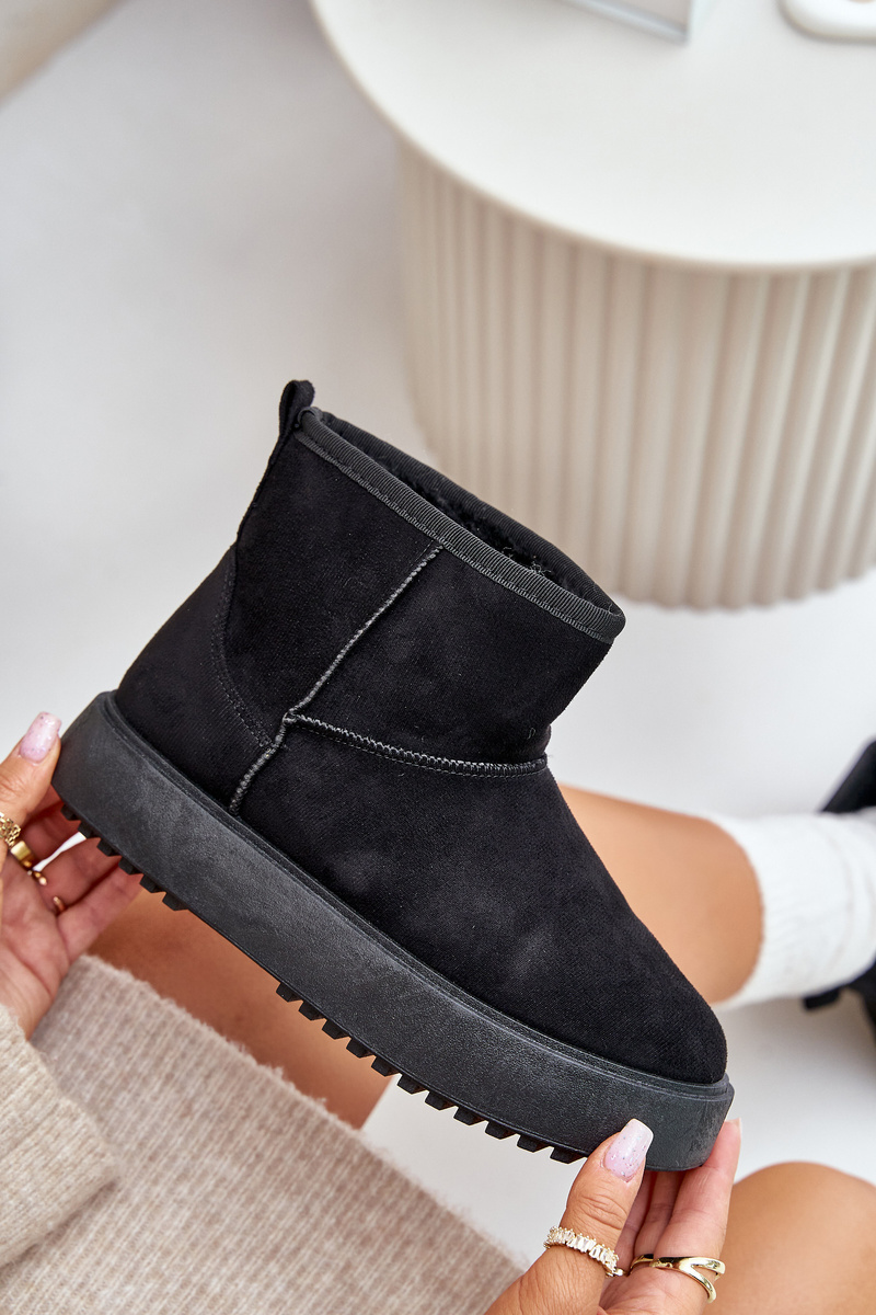 Women's platform snow boots made of eco suede black Atteria