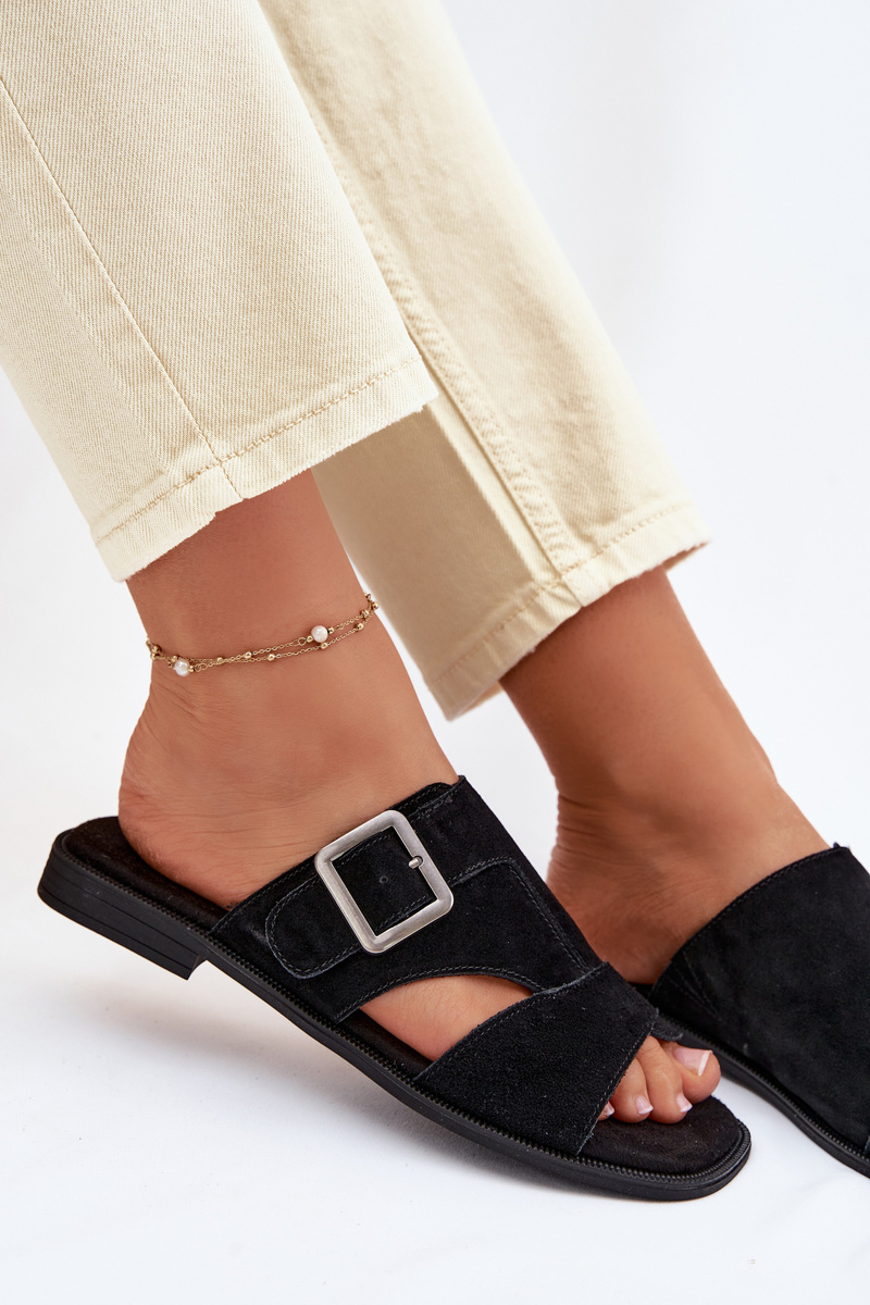 Дамски велурени джапанки с катарама Big Star