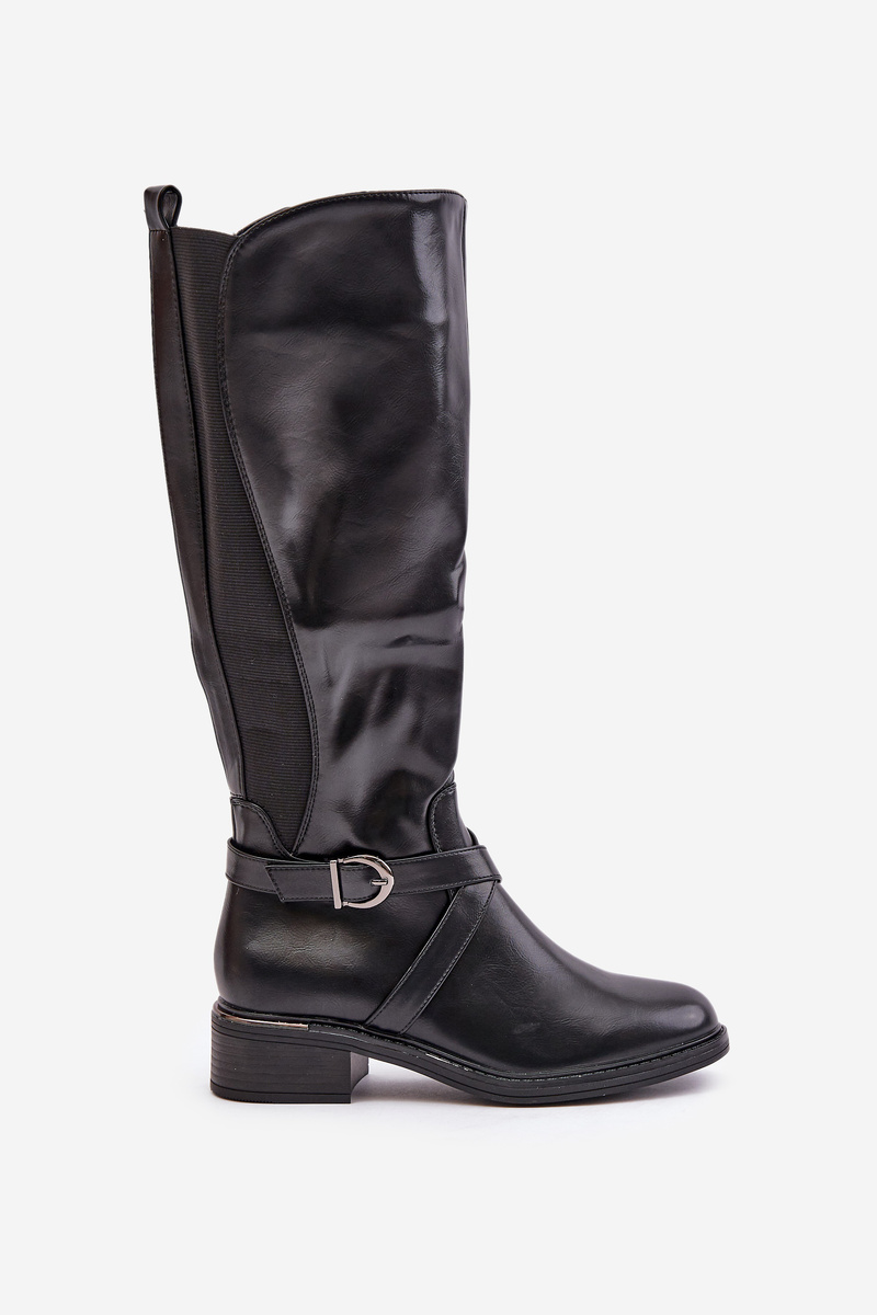 Insulated over-the-knee boots with zip buckle black Seavella