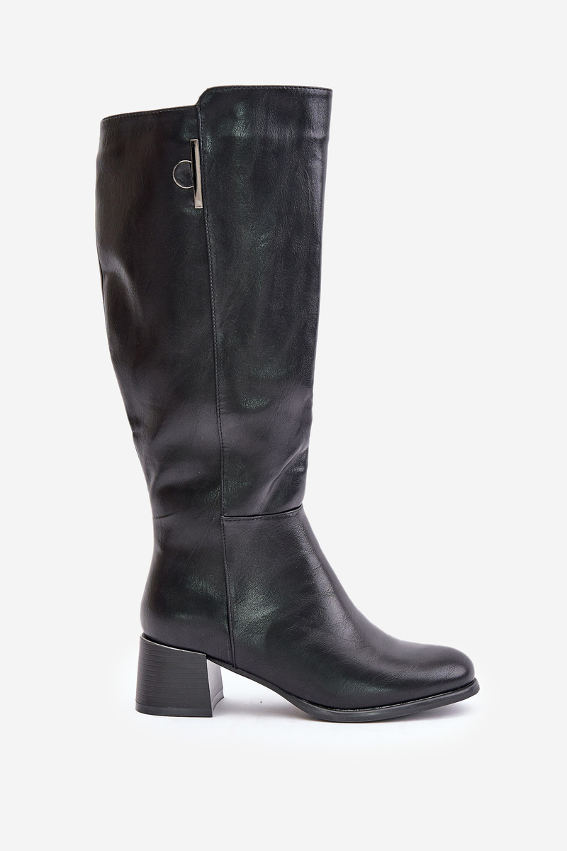Knee-length eco-leather boots black Izanae