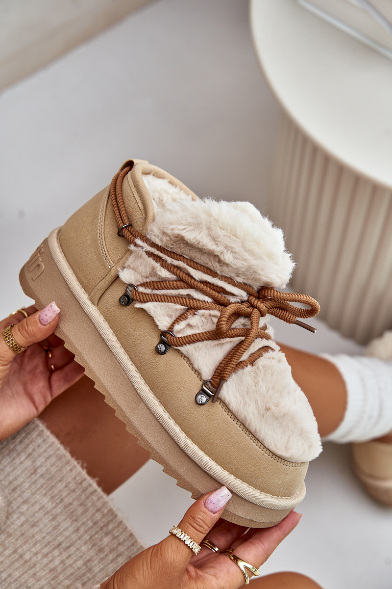 Low platform snow boots with fur D.Franklin beige