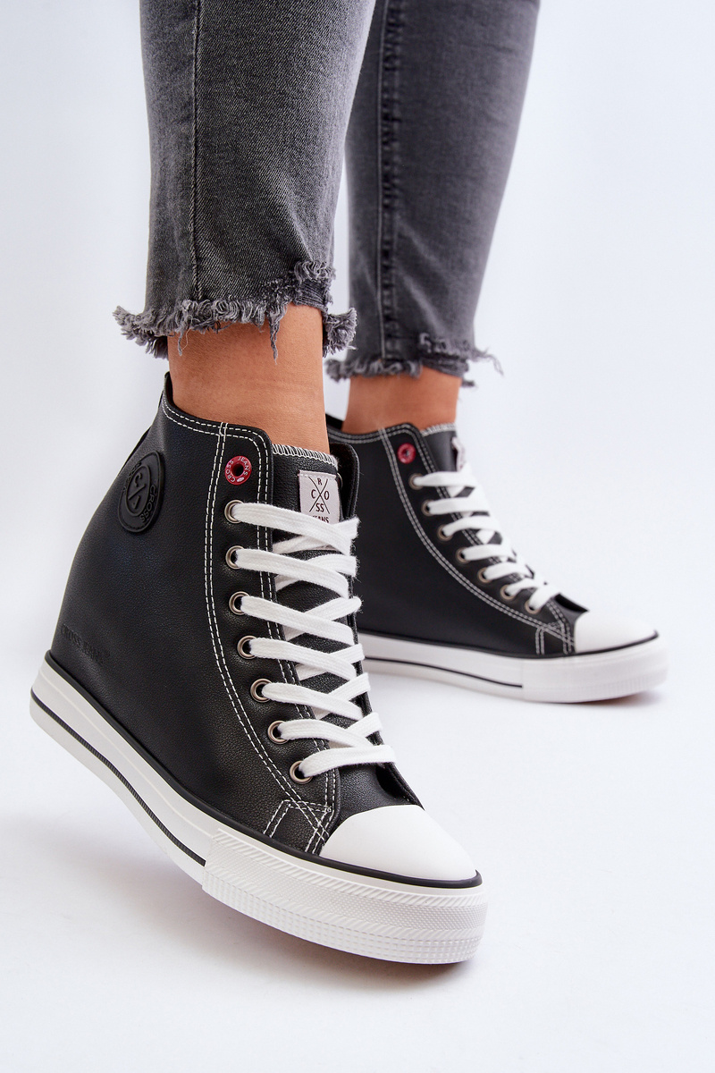 Women's Wedge Sneakers Cross Jeans Black