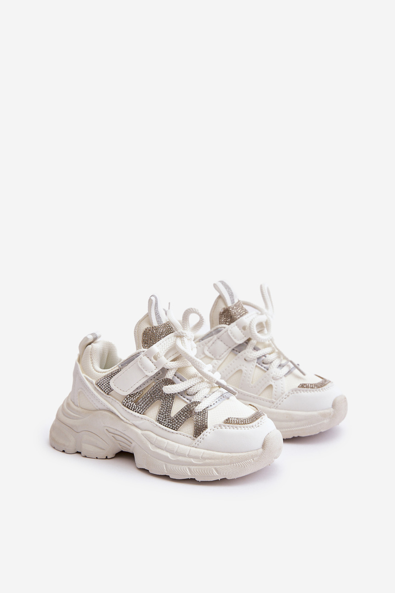 Children's sneakers with crystals white Rianalla