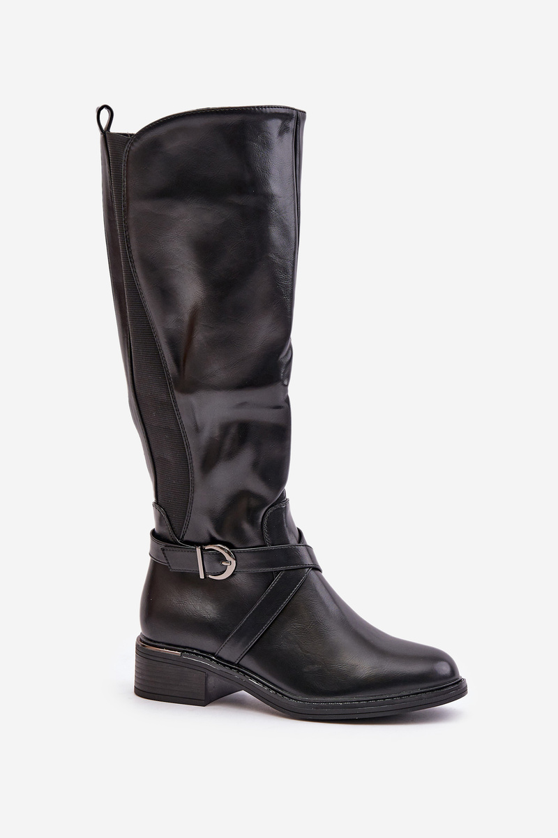 Insulated over-the-knee boots with zip buckle black Seavella