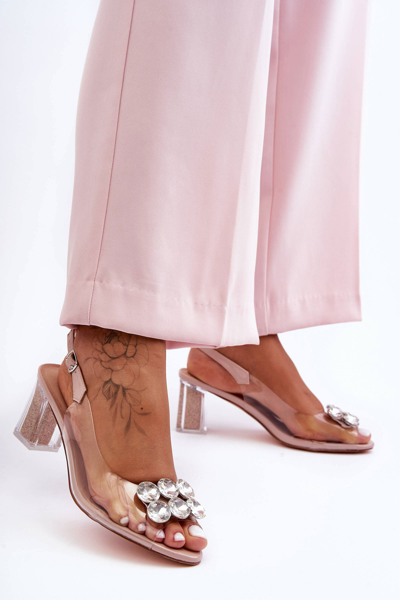 S. BARSKI Women's Transparent Heels With Pink SBarski