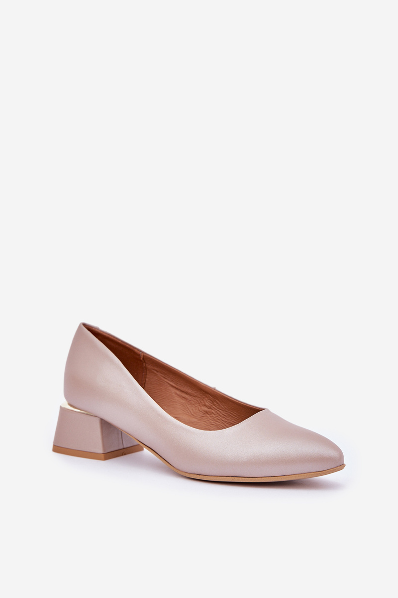 Lewski Shoes Kožené lodičky Lewski 3118 Tmavobéžové