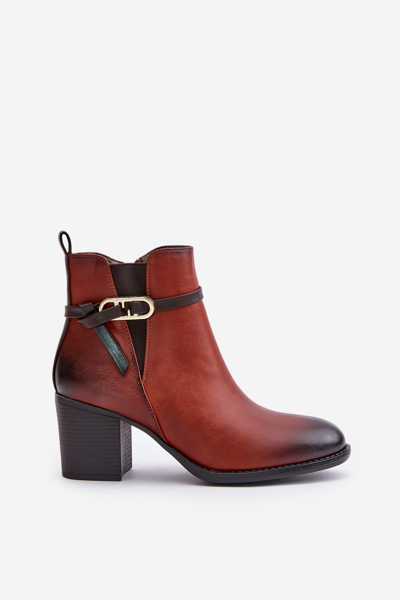 Women's ankle boots with heel strap brown Zinithia