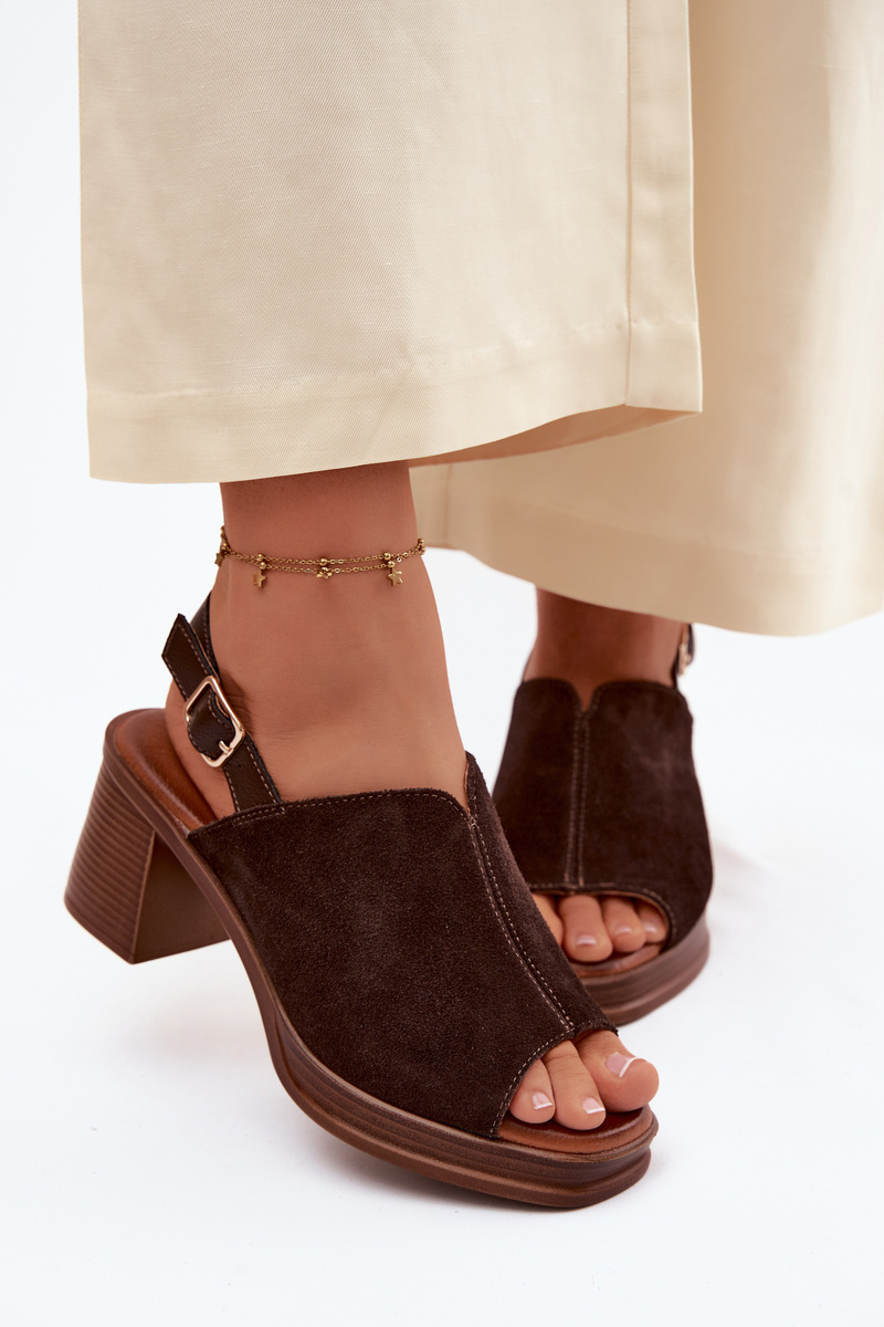 Sandale cu toc din piele întoarsă Vinceza