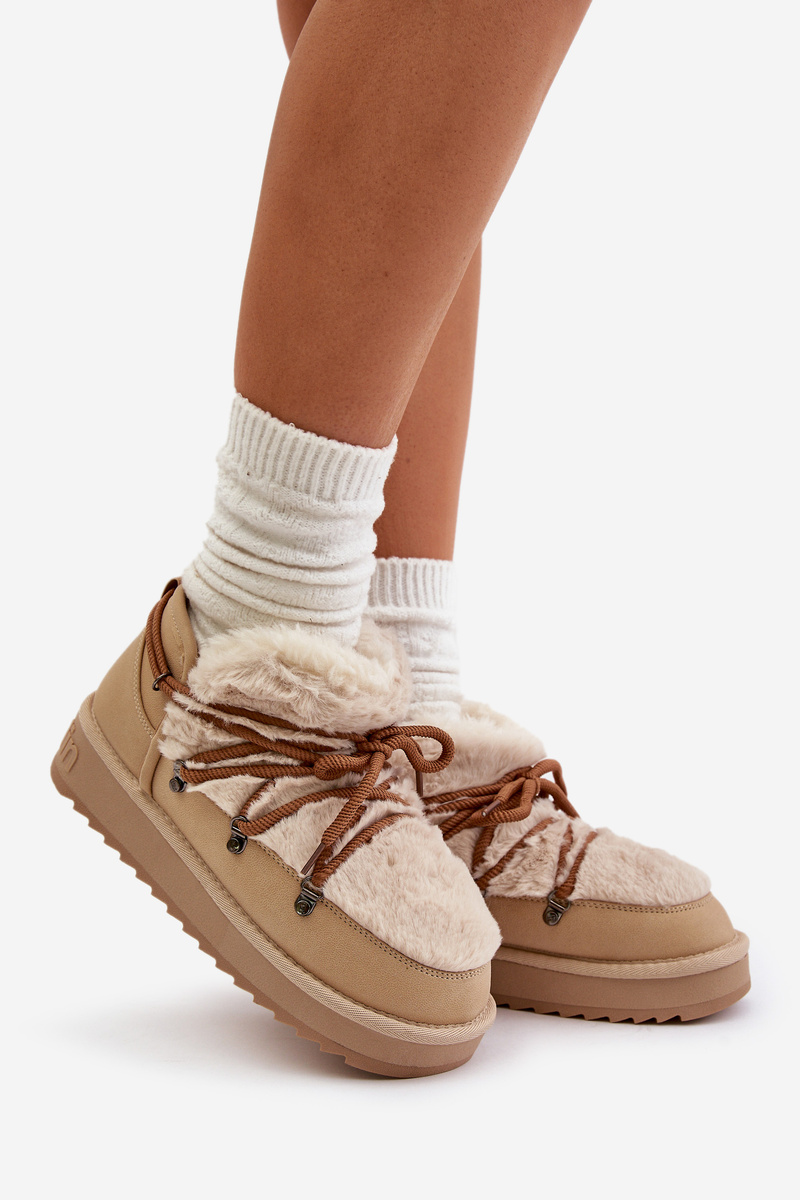 Low platform snow boots with fur D.Franklin beige