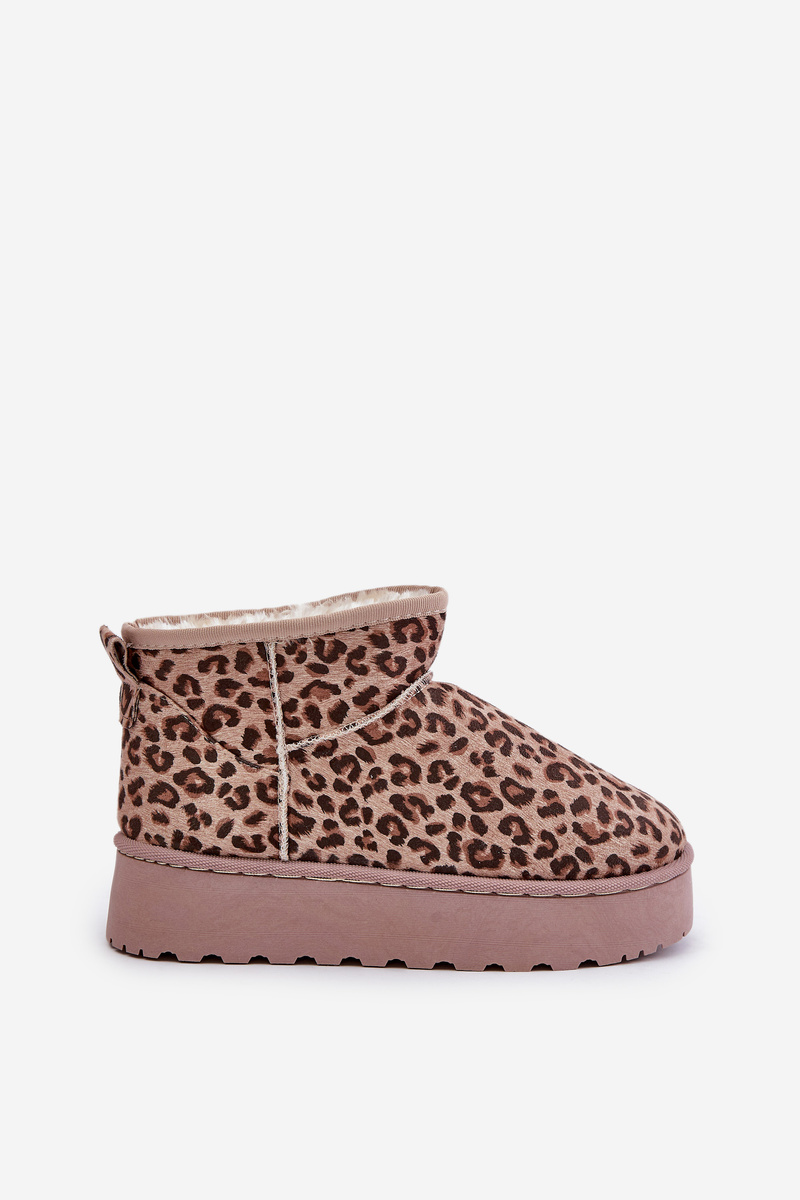 FR1 Dámske Snehule S Leopardím Motívom Na Platforme Zateplené Kožúškom Hnedé Xamella