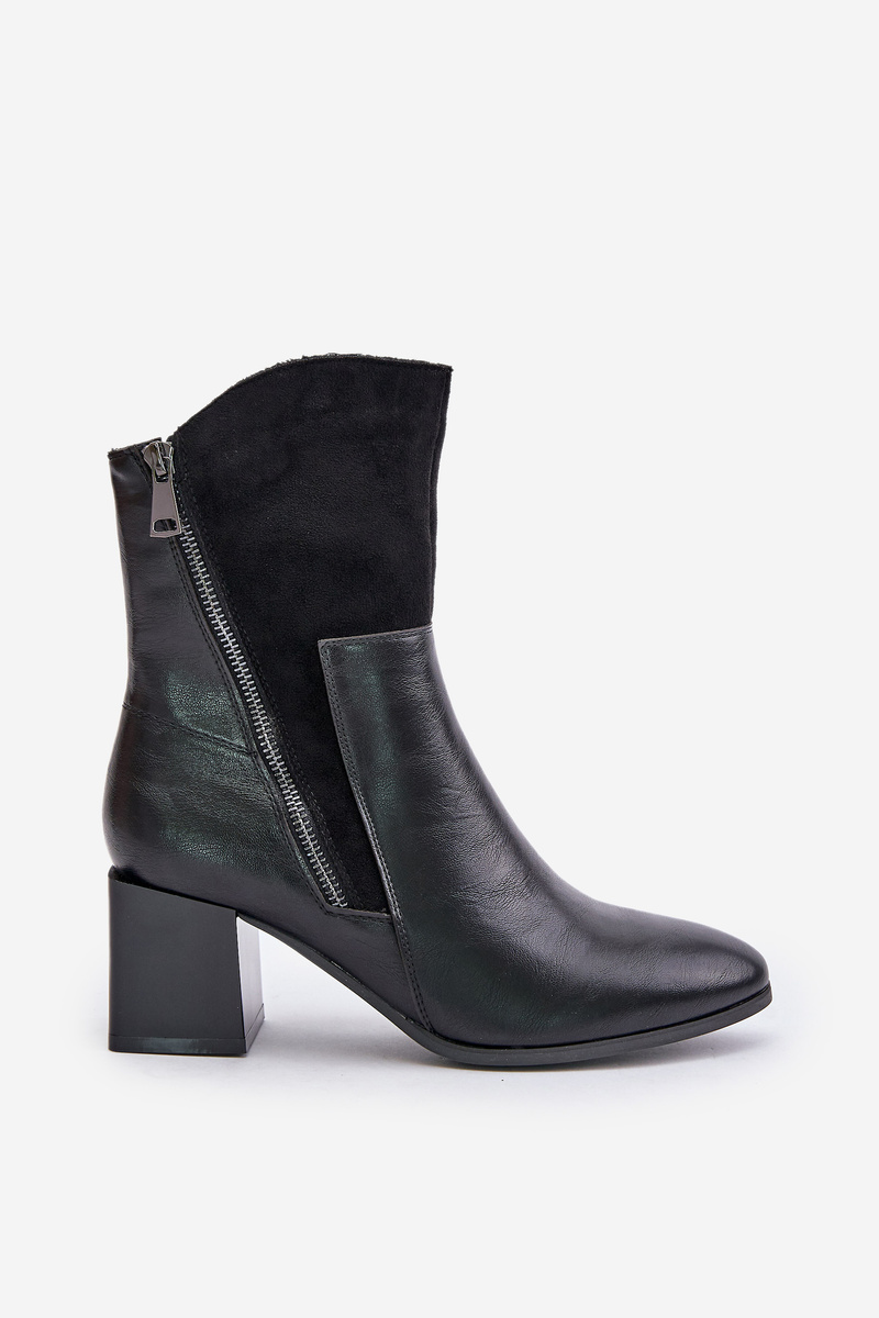 Insulated women&#039;s ankle boots on heel black relabina