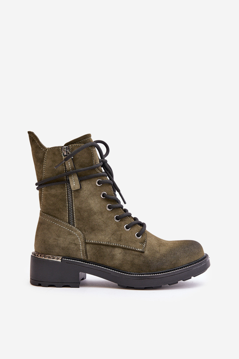 High ankle boots with zippers green Maisa