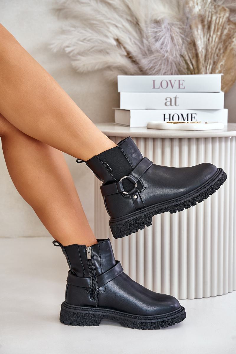 Insulated Ankle Boots With Zip Big Star Black