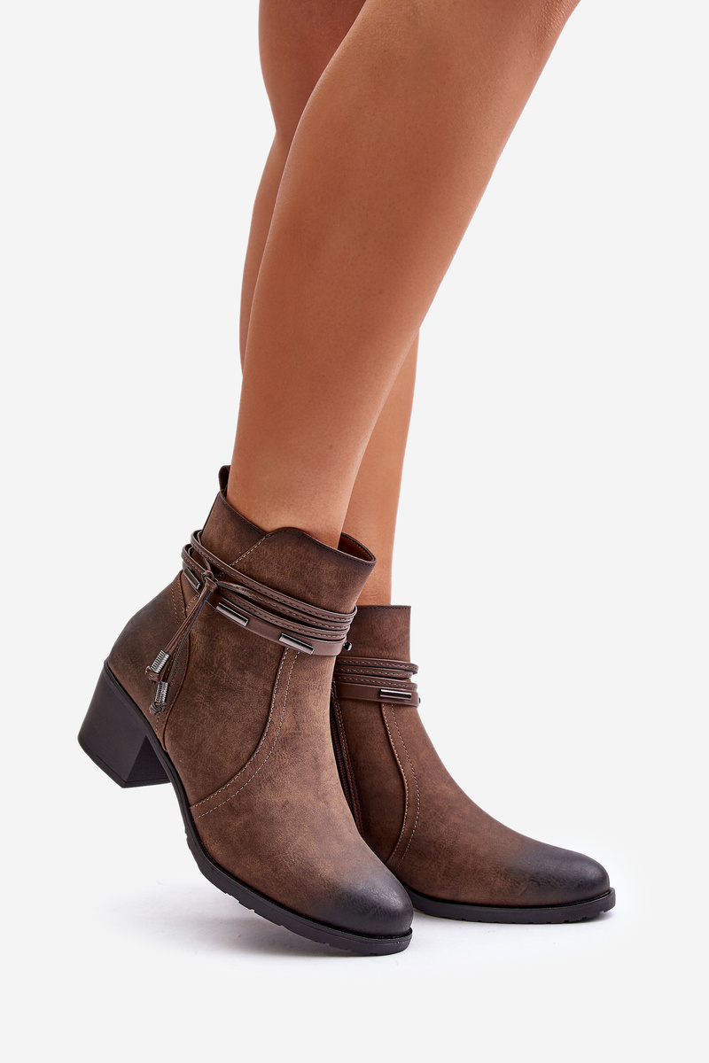 Women&#039;s ankle boots with heels insulated brown Lobina