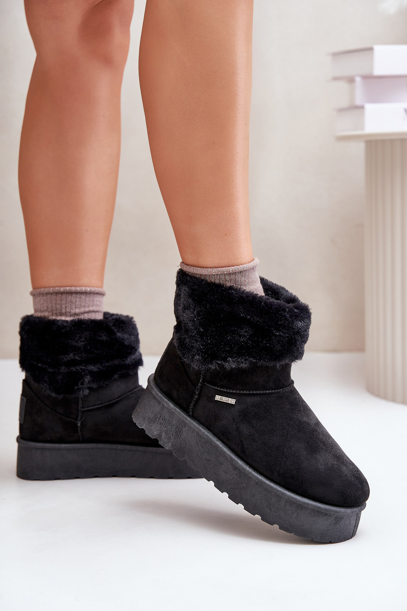 Platform Snow Boots with Fur Big Star Black