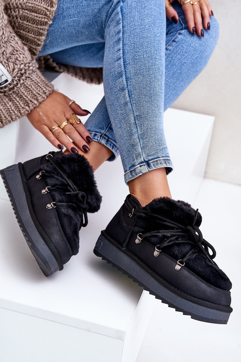 Low platform snow boots with fur D.Franklin DFSH370011 black