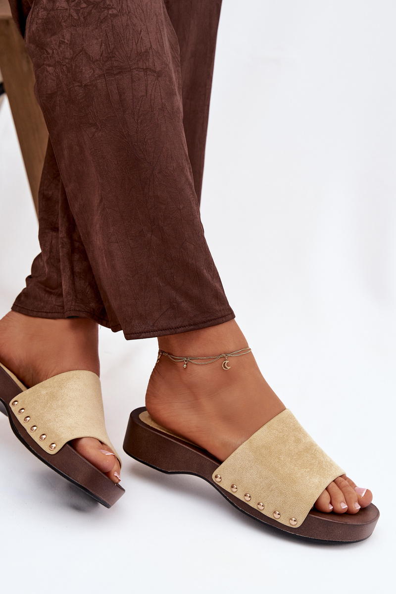 Дамски чехли със златни катарами Ferinna