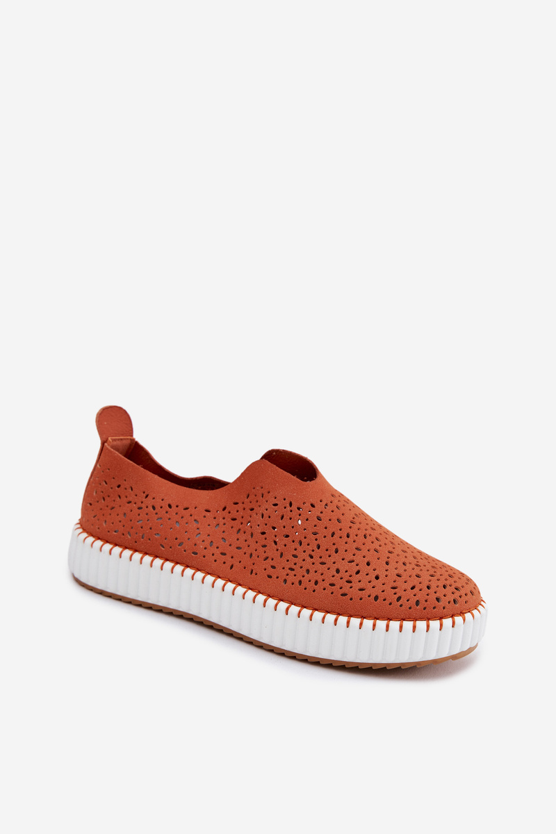 Dámske slip-on topánky na platforme oranžové