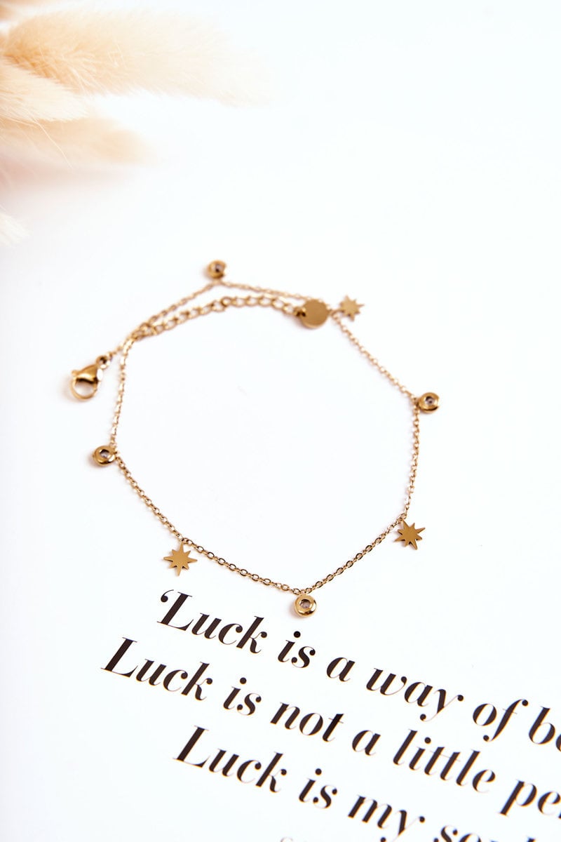 Glam Chic Leg Bracelet With Star And Cubic Zirconia Gold