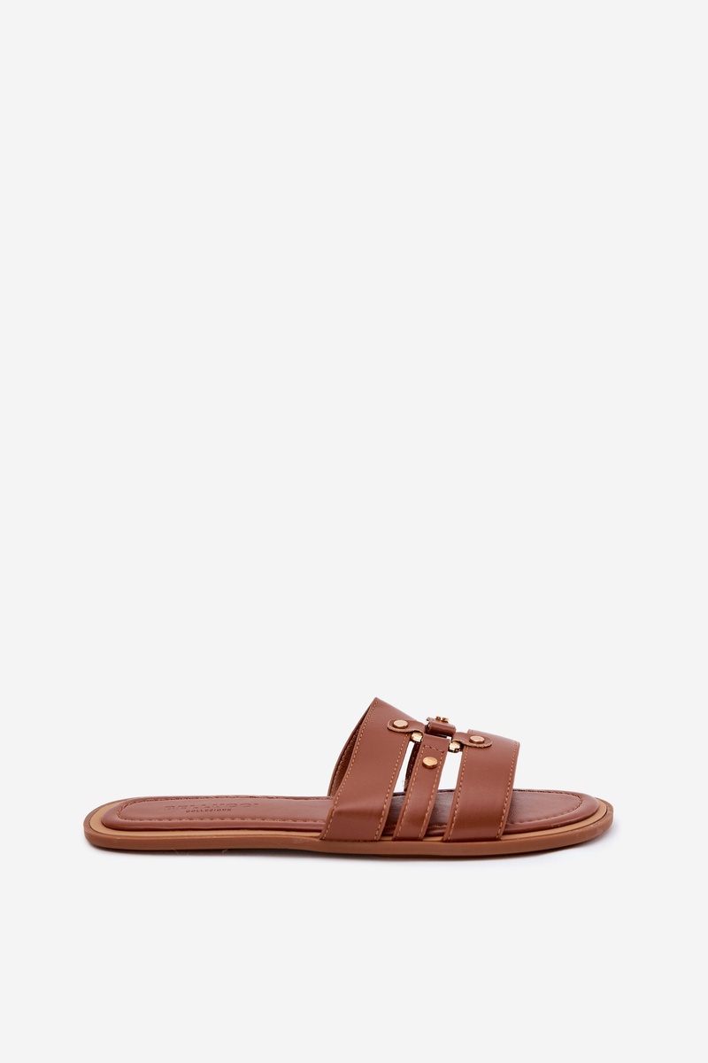 Boto Ploské Dámske Sandále So Zlatým Detailom Camel Noroti