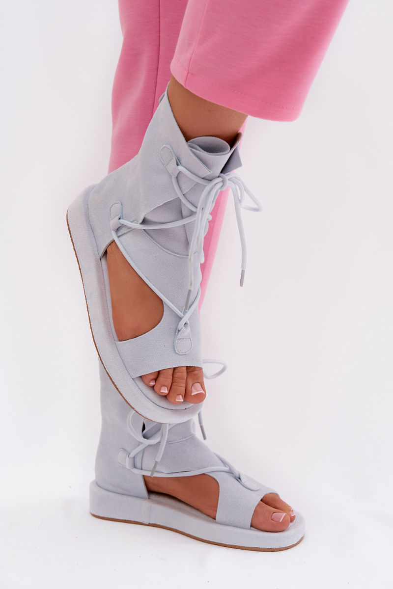 Dámské sandály z eko semiše s vázáním