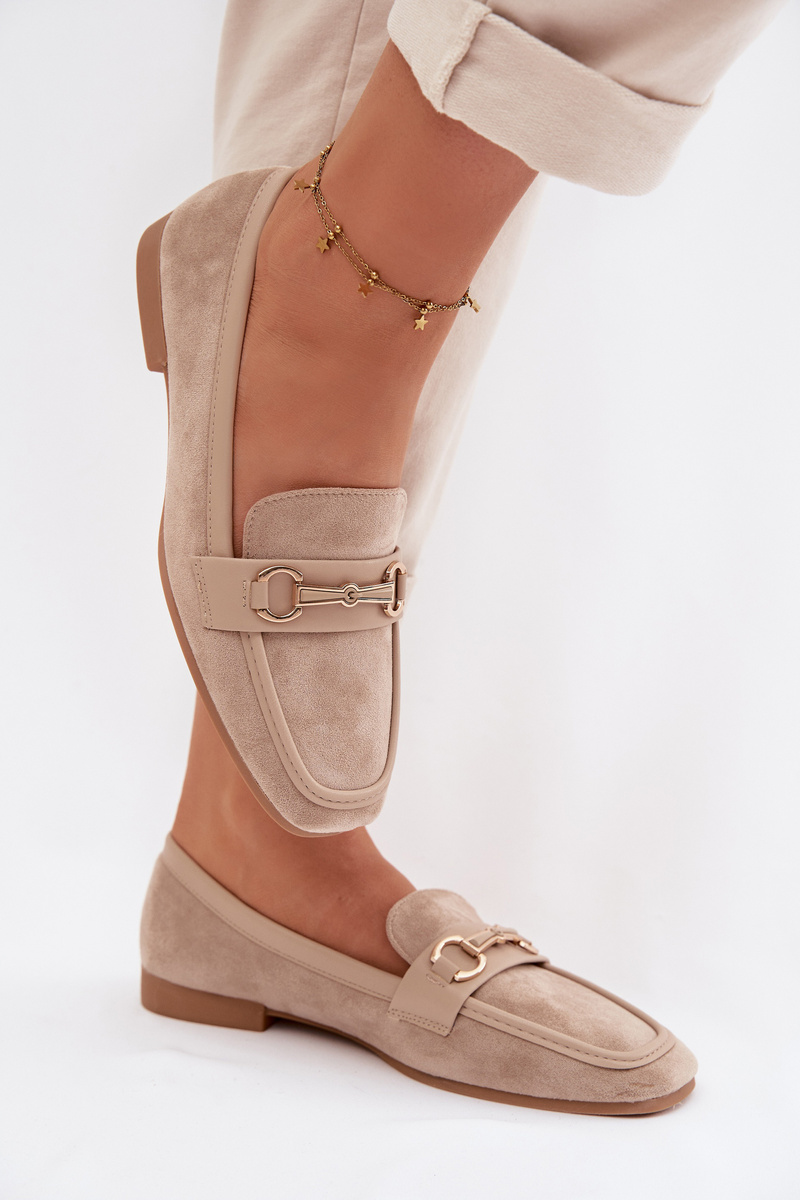 Dámské mokasíny s ozdobou béžové