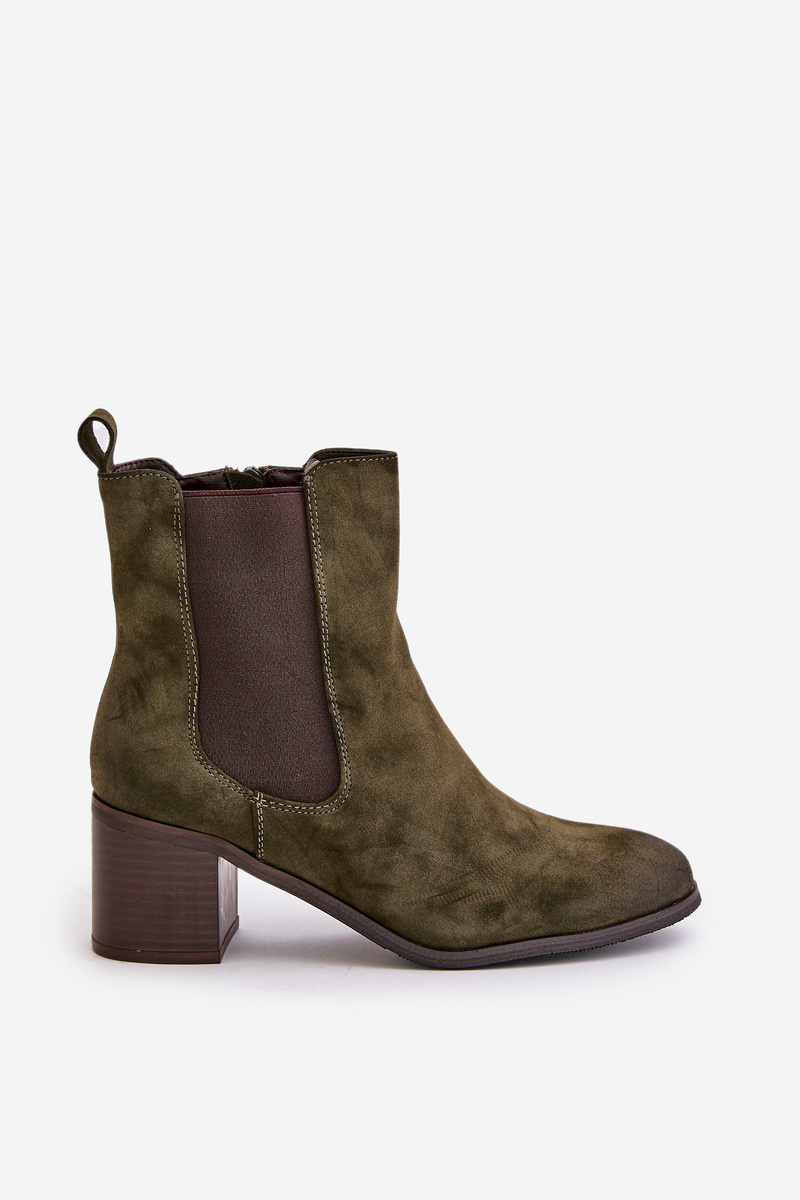 Insulated women's ankle boots with heels dark green Radeya
