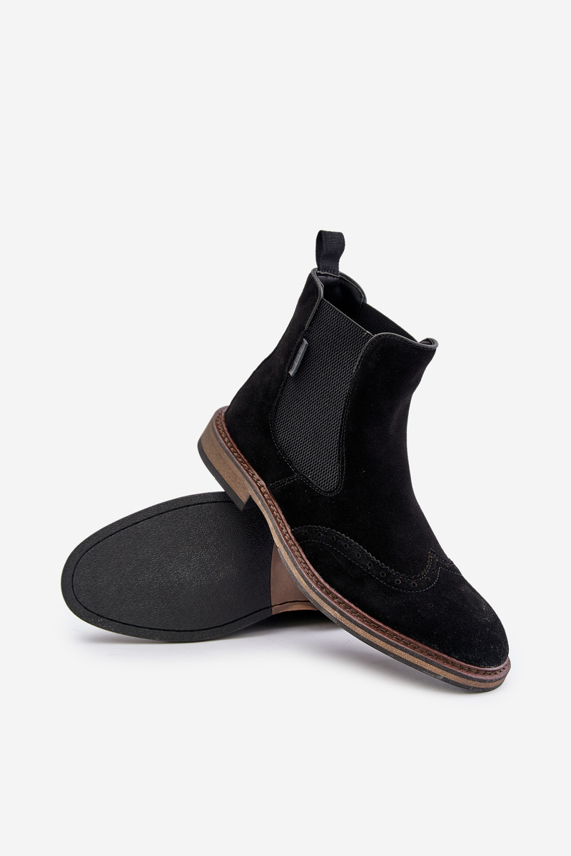 Suede Men&#039;s Ankle Boots Chelsea Big Star Black