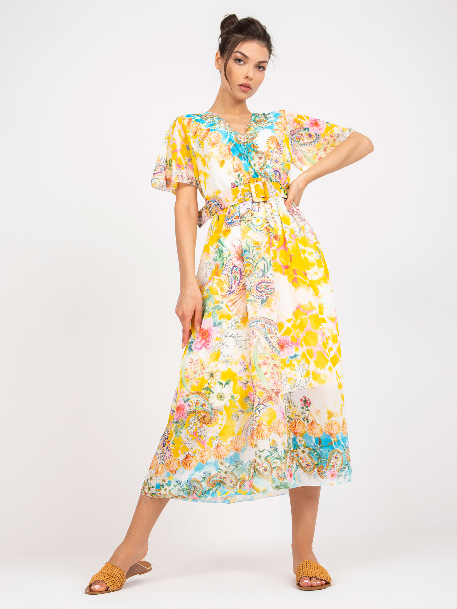 Dress-DHJ-SK-15967-1.01P-White-Yellow