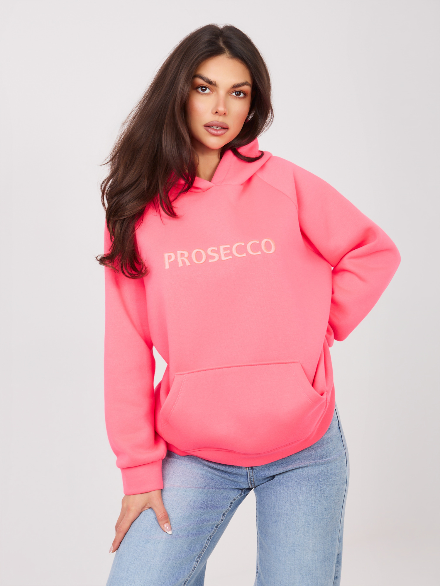 Mikina s kapucí fluo růžová