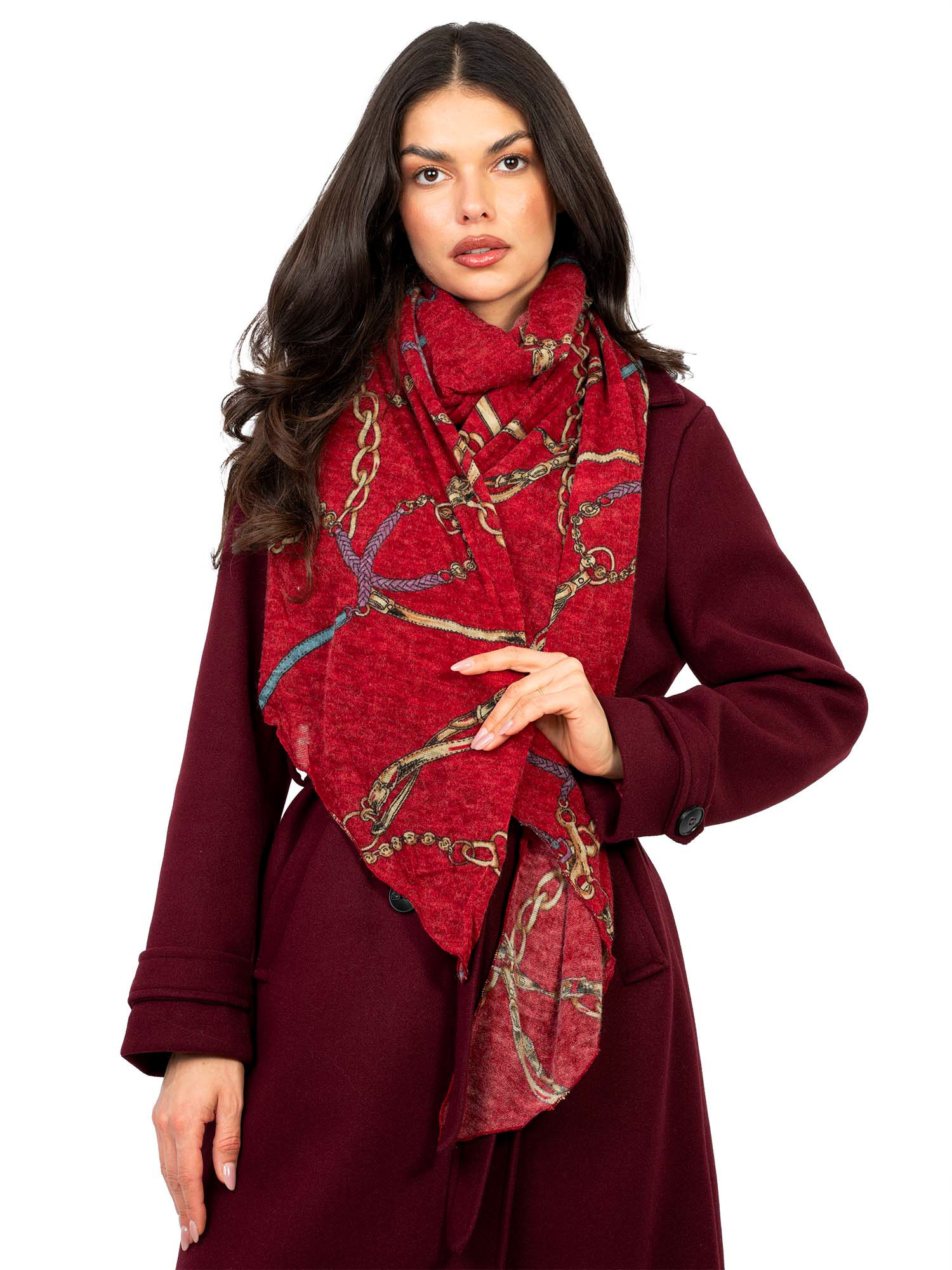 Červený dámský šátek